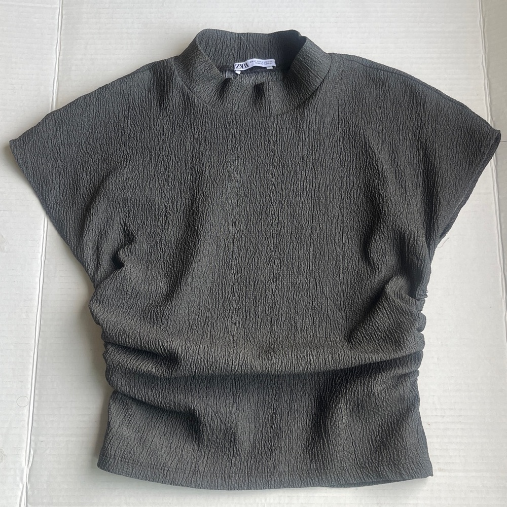 Zara Textured Ruched Top - Picture 2 of 4